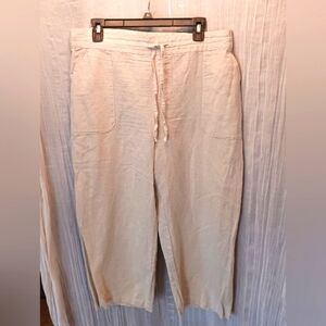 Cream Linen Drawstring Pants Sz Medium